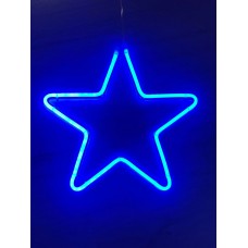 220 VOLT DIŞ MEKANA UYGUN 80x80 ÖLÇÜSÜNDE MAVİ RENK ÇİFT TARAFLI YILDIZ DEKOR NEON LED IŞIK